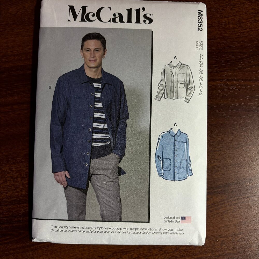 McCall's Pattern M8352 AA for Men's Jacket